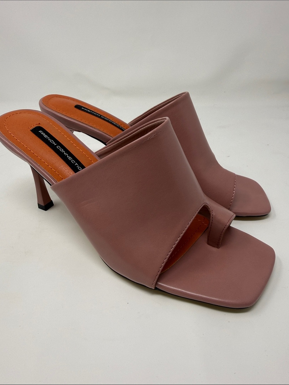 French Connection Dusty Rose Square Toe Slide Mules